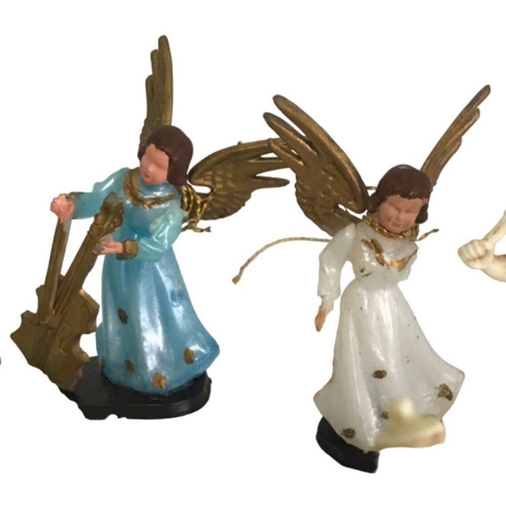 Vintage Mini Nativity Figurine Set Ivory Color Plastic Italy Miniature w/ Basket - Picture 8 of 9